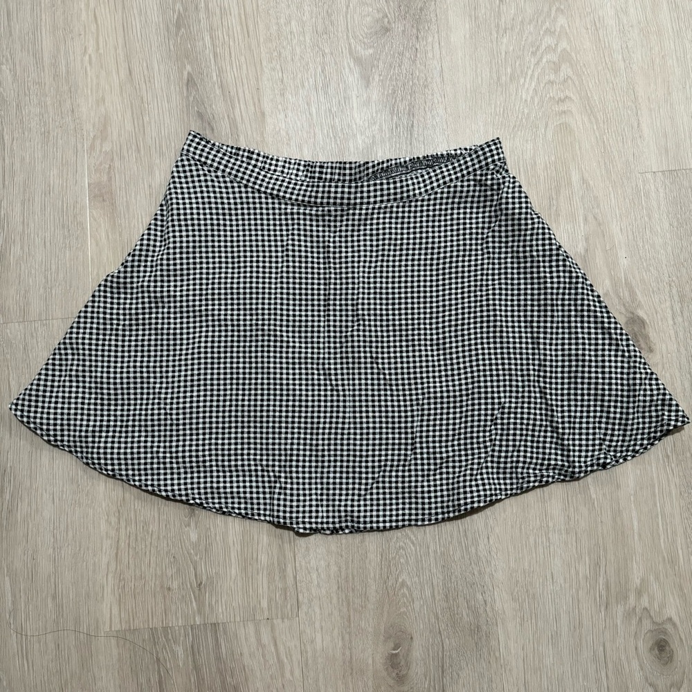 Kids Art Class Girls Black White Checkered Skater Skirt L 10/12